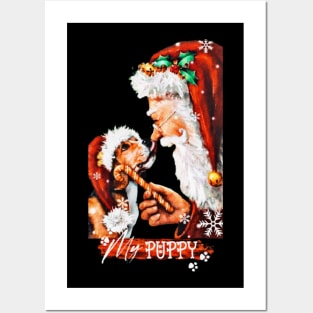 christmas puppy Posters and Art
